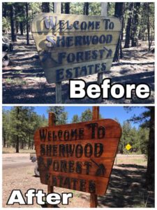 Entrance Sign Before and After